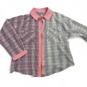 DAVI & DANI Pink and Purple Plaid Shirt